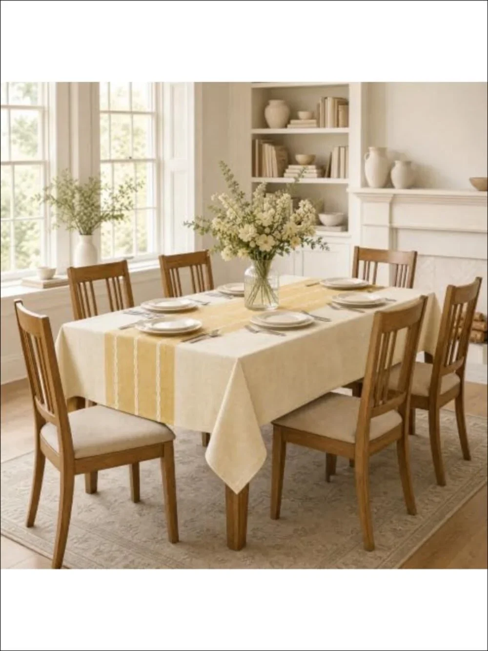 Rustic Burlap Tablecloth 60x84 Rectangular Spun Polyester Dining